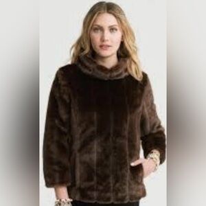 Banana Republic Dark Brown Faux Fur Turtleneck Sweater
